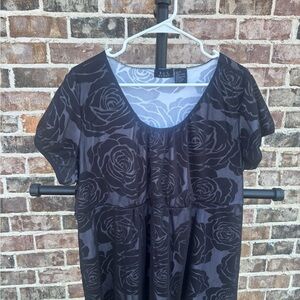 Floral Black Overlay Roses Women's Top
